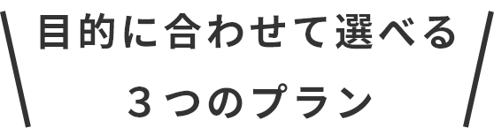 目的に合わせて選べ3つのプラン